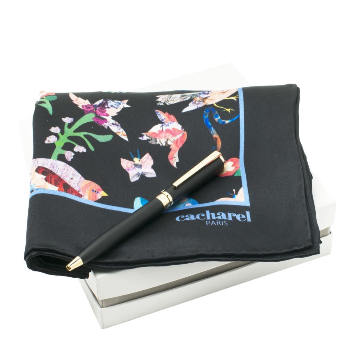 Set Cacharel Black (ballpoint pen & silk scarf)
