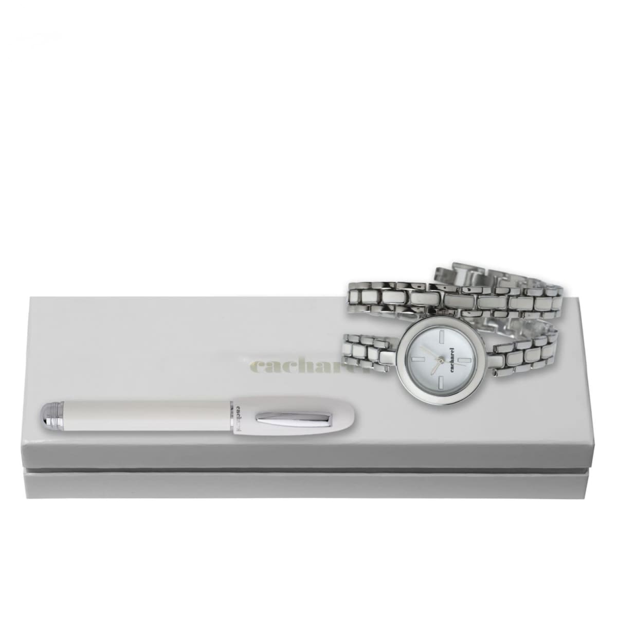Set Cacharel Blanc (ballpoint pen & watch)