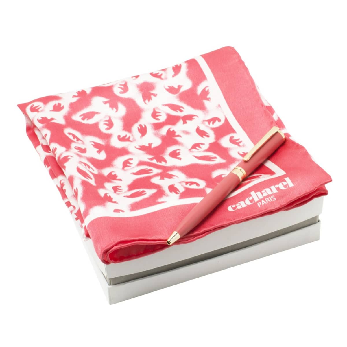 Set Cacharel Corail (ballpoint pen & silk scarf)