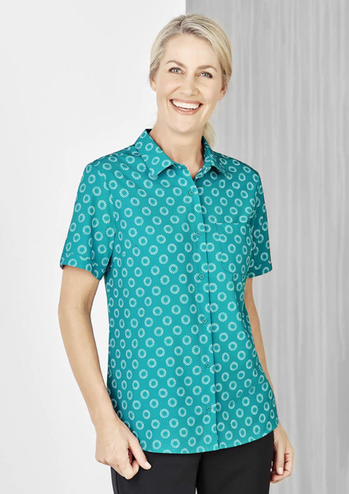 Womens Florence Daisy Print Short Sleeve Shirt