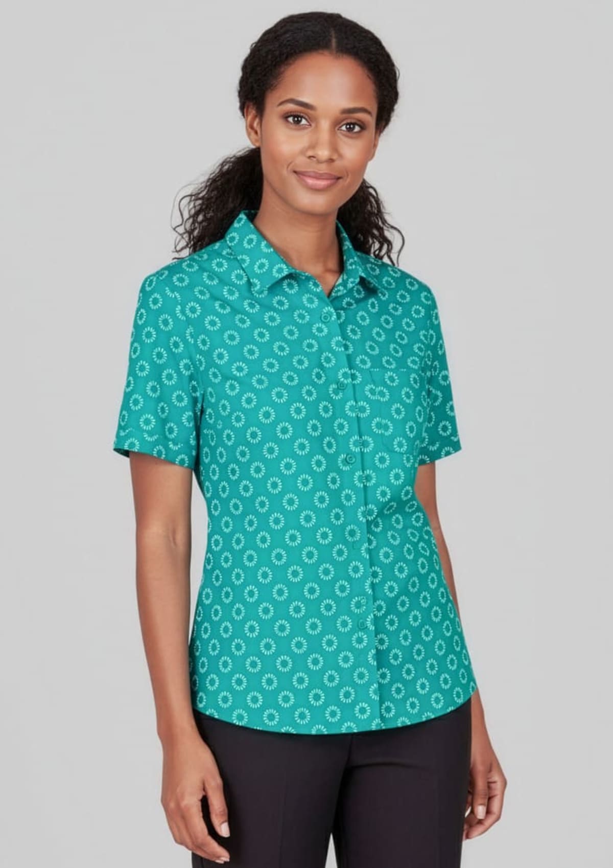 Womens Florence Daisy Print Short Sleeve Shirt