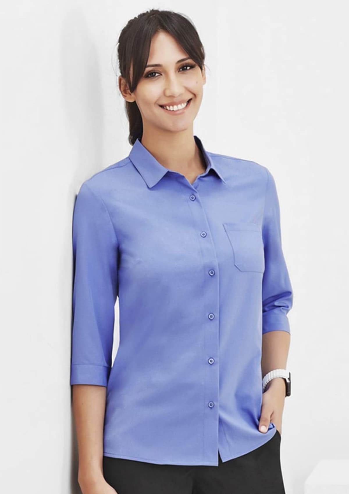 Womens Florence Plain 3/4 Sleeve Shirt