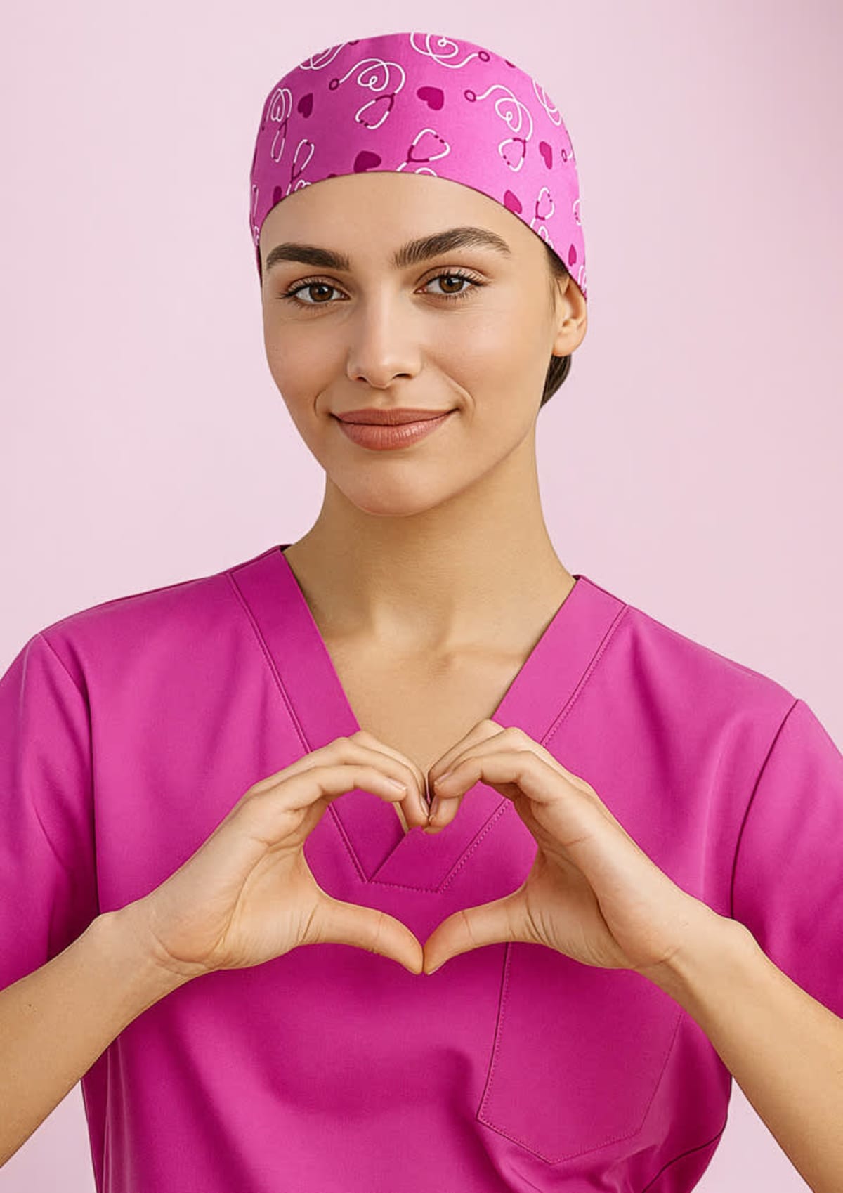 Unisex Pink Printed Scrub Cap
