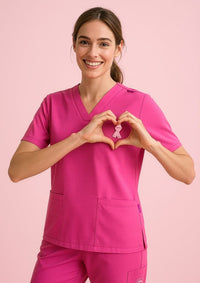 Womens Pink V-Neck Scrub Top