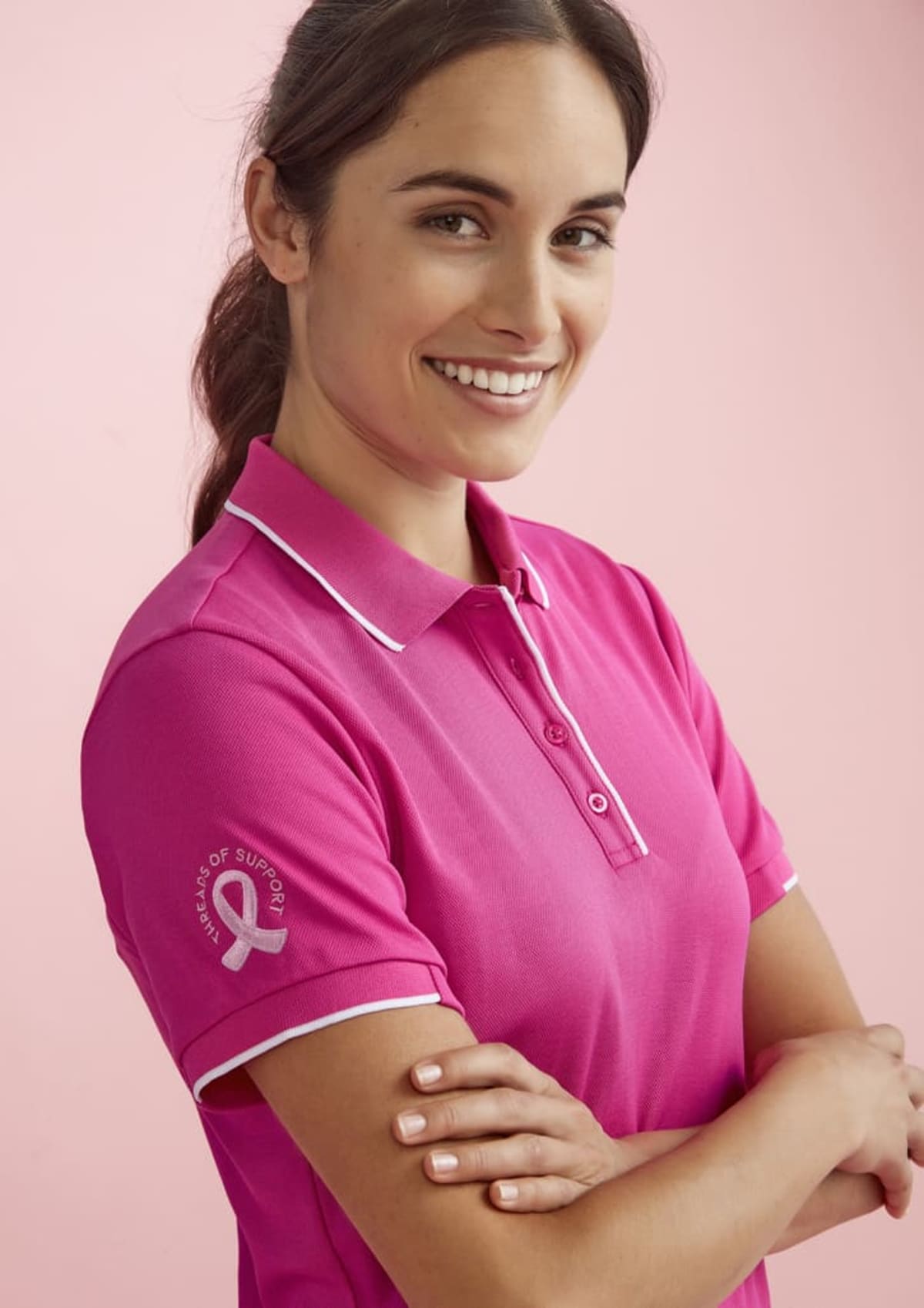 Womens Pink Short Sleeve Polo