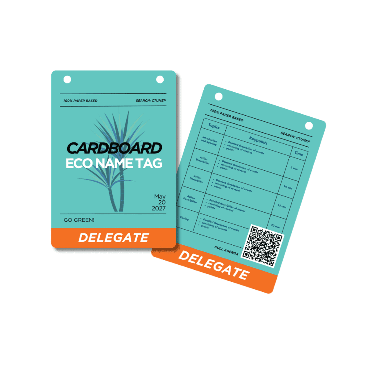Cardboard Eco Tag 74 x 105mm Portrait - Front Names / Back Generic Program