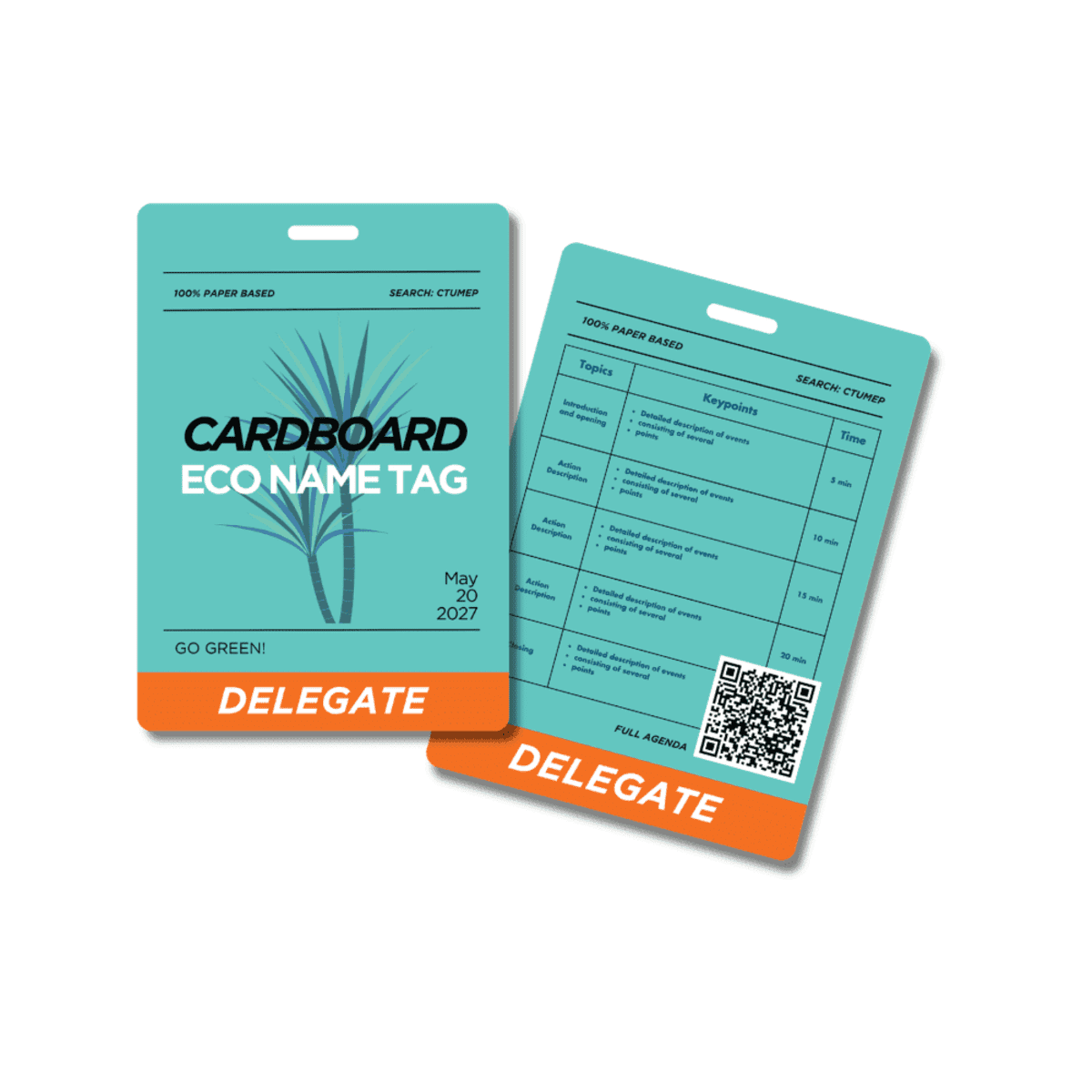 Cardboard Eco Tag 74 x 105mm Portrait - Front Names / Back Generic Program