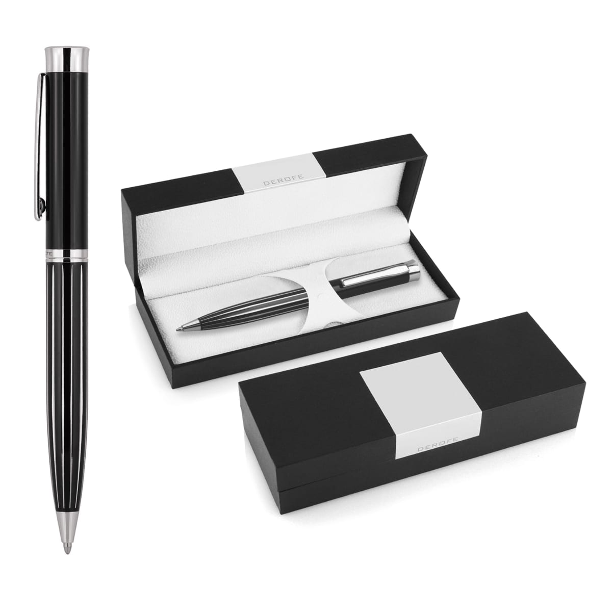 Metal Pen Ballpoint Derofe Stripe Black