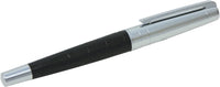 Metal pen gift set includes roller ball and ball pen with leather barrel and packed into zippered case Park lane