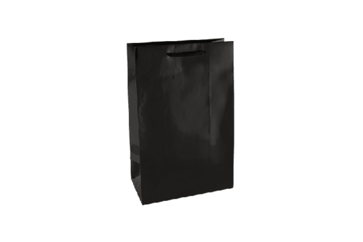 Small Black Gloss Laminated Paper Bag Printed