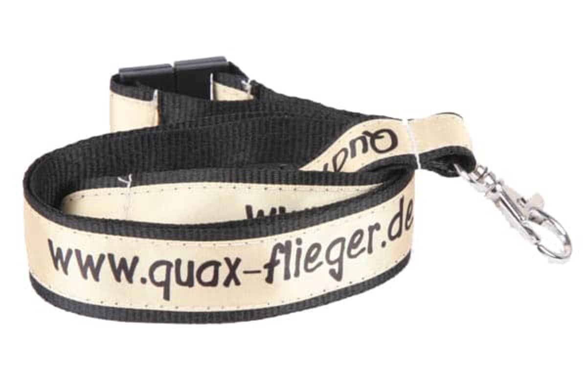 Lanyard 15mm Satin Screen Printed and stitched on to 20mm Thick Polyester