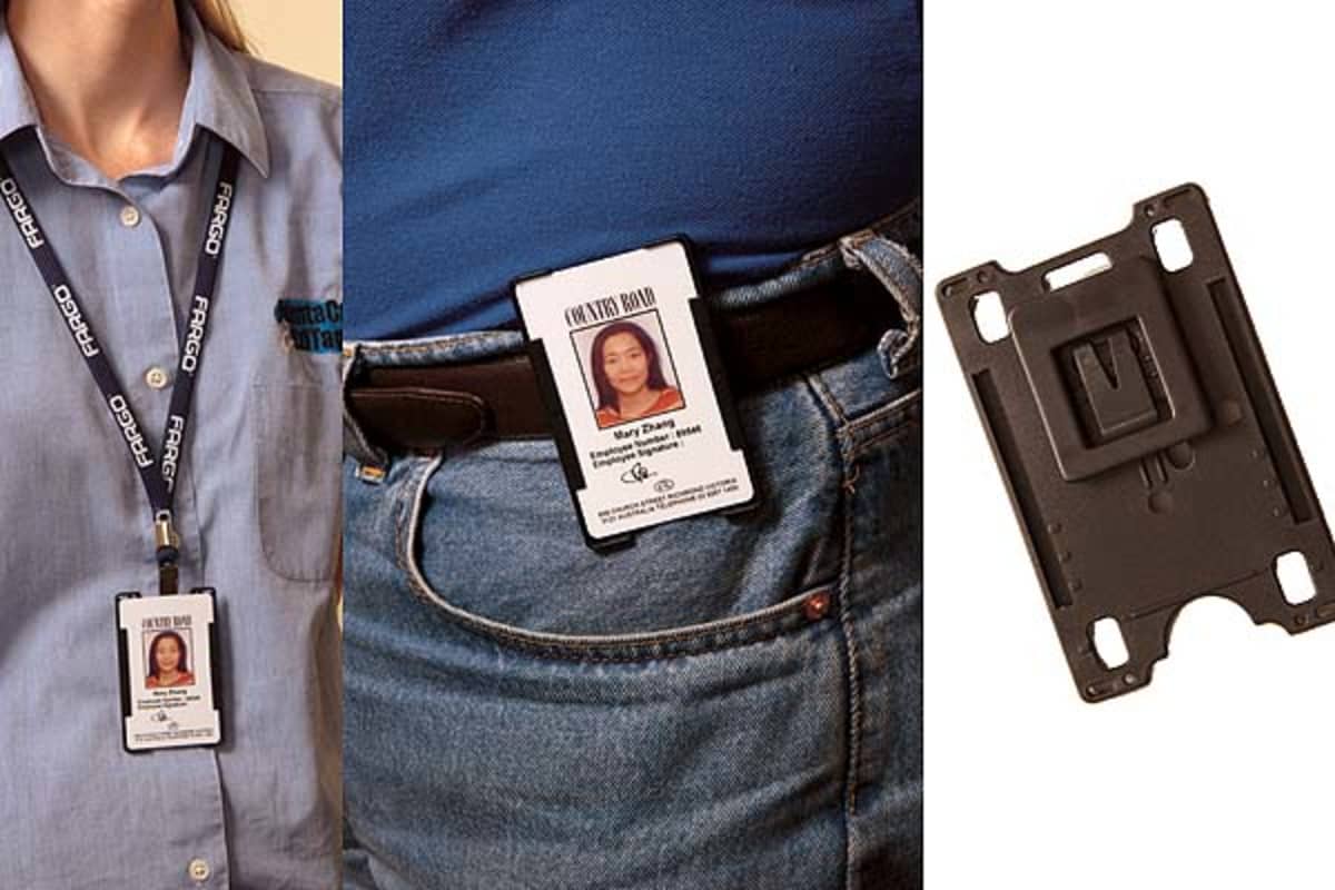 Rigid Black Card Holder with removable Swivel Clip