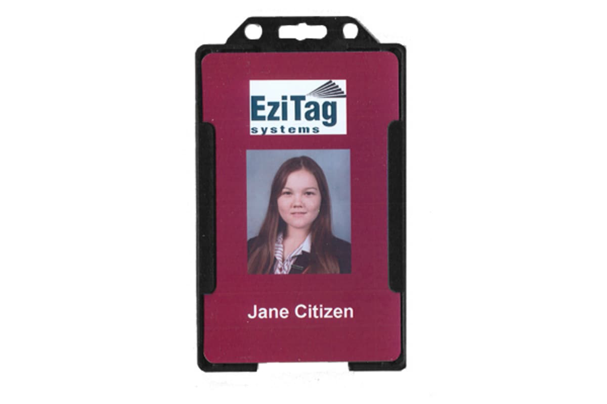 Rigid Black Security ID card holder -Portrait