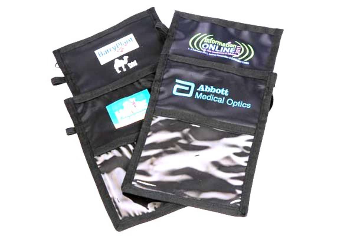 Nylon neck wallet with logo print on wallet - no inserts