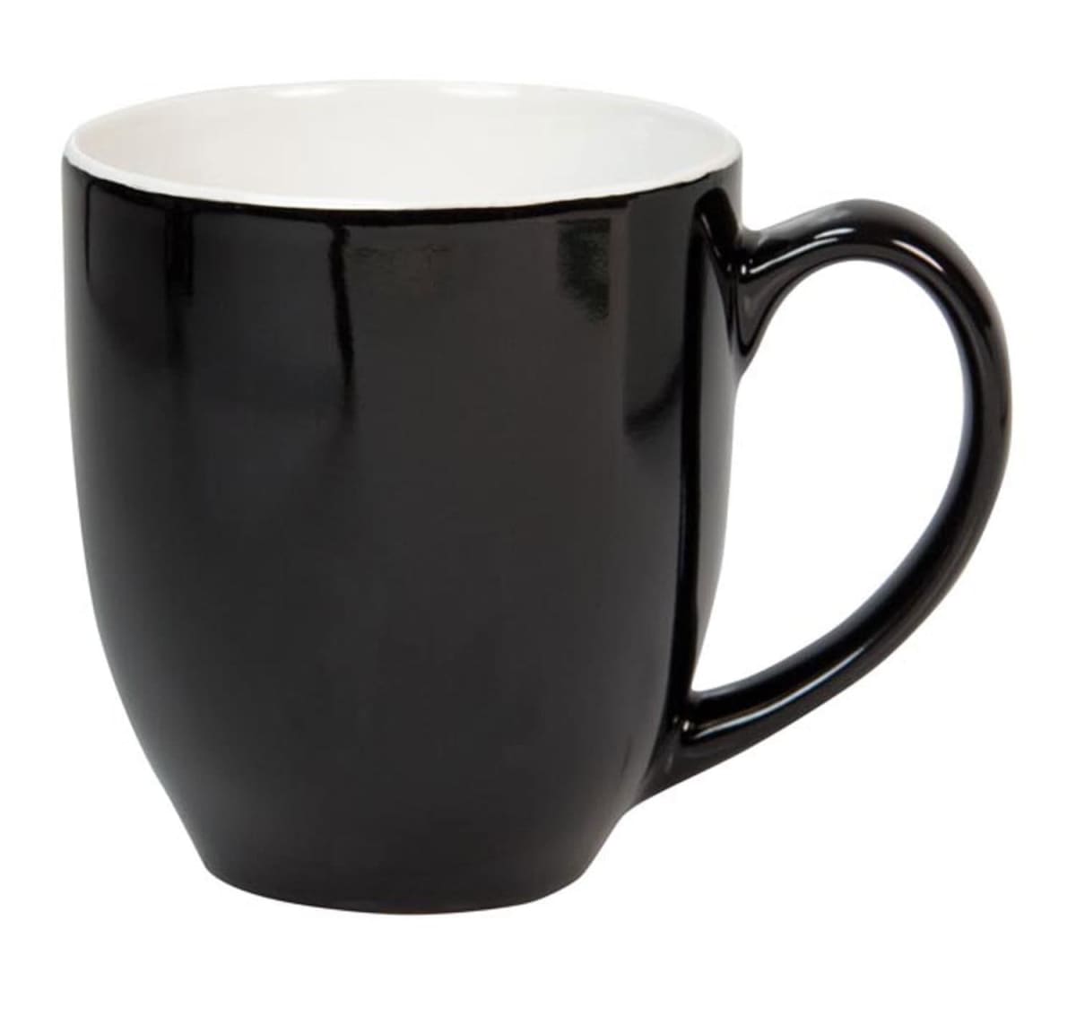 Coffee mug 450ml two tone orange and white curvy