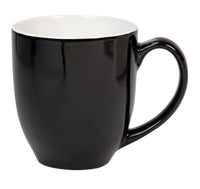 Coffee mug 450ml two tone orange and white curvy
