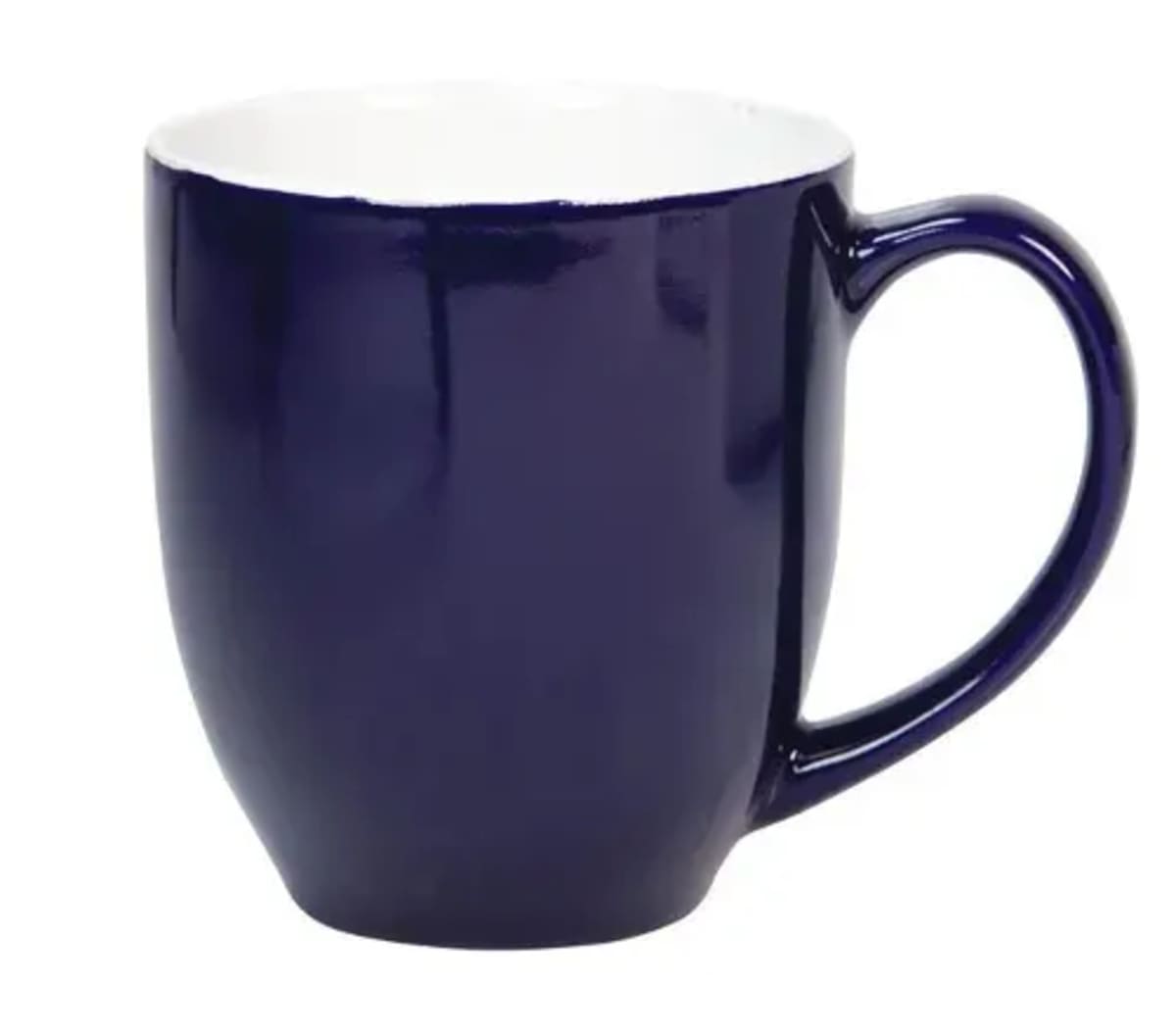 Coffee mug 450ml two tone orange and white curvy