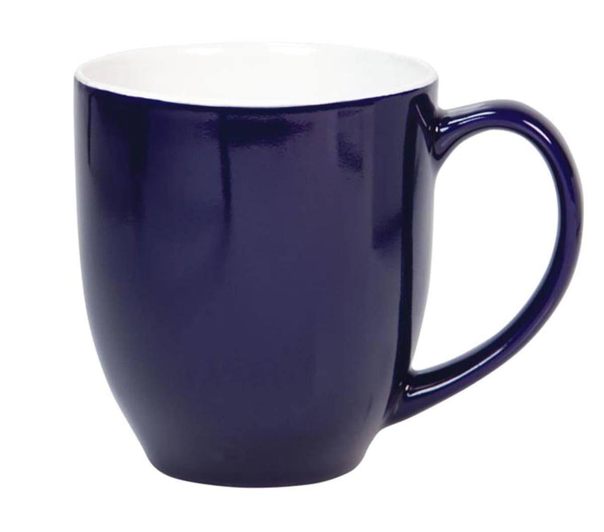 Coffee mug 450ml two tone orange and white curvy