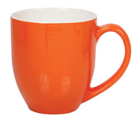 Coffee mug 450ml two tone orange and white curvy