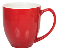 Coffee mug 450ml two tone orange and white curvy