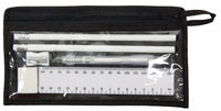stationery set ruler, pencils, pen, sharpener and rubber