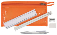 stationery set ruler, pencils, pen, sharpener and rubber