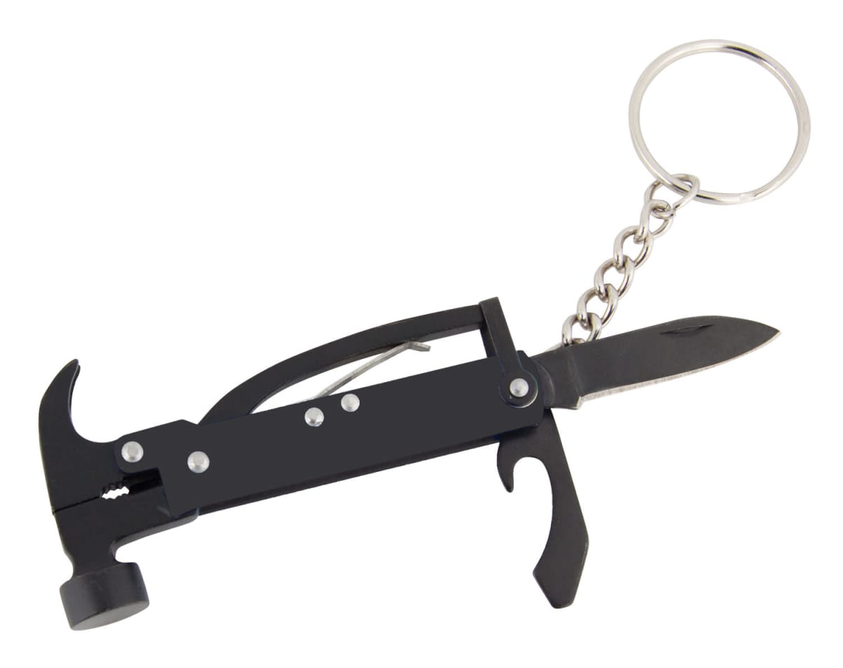 keyring 6 function including hammer in a pouch