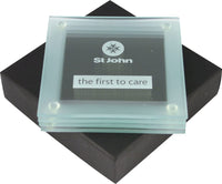 Coaster set of 4 made from glass packed in a gift box