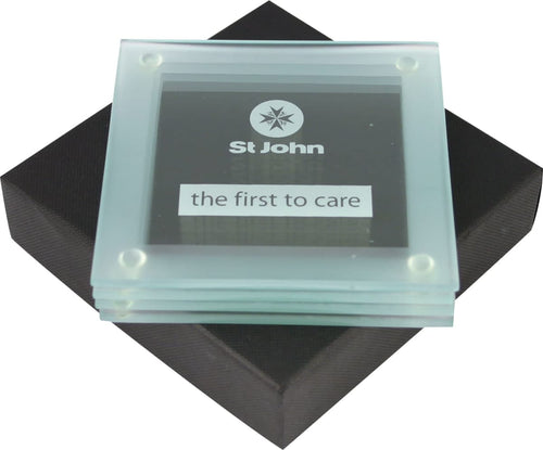 Coaster set of 4 made from glass packed in a gift box