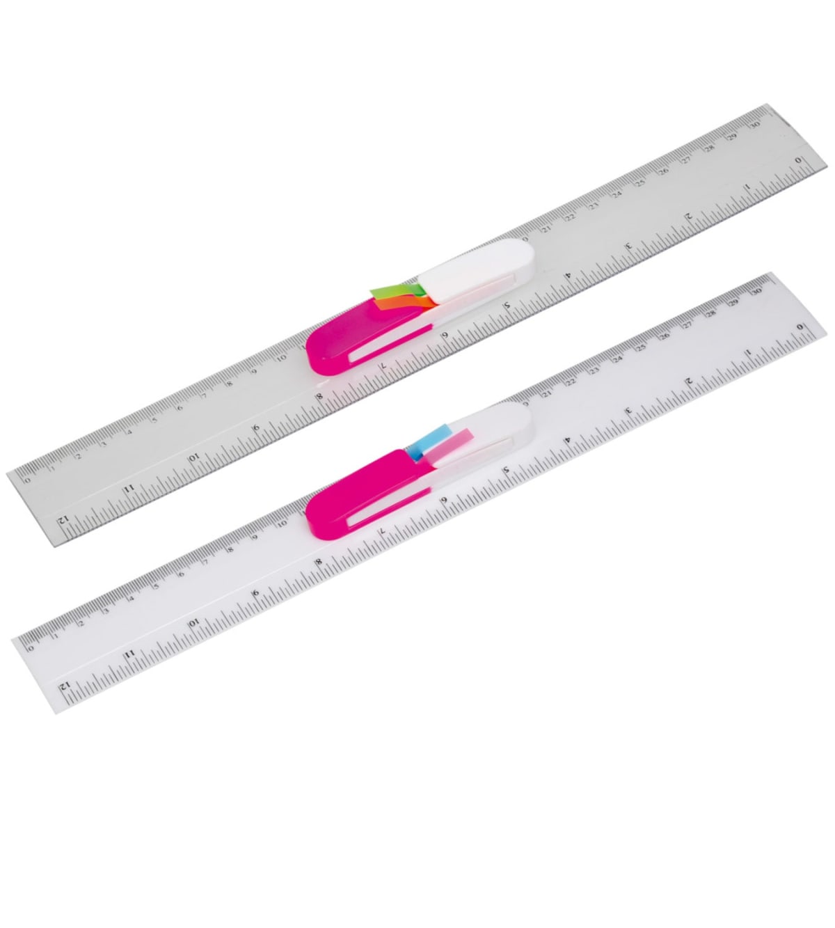 Ruler 30cm clear with sticky note flagsflags