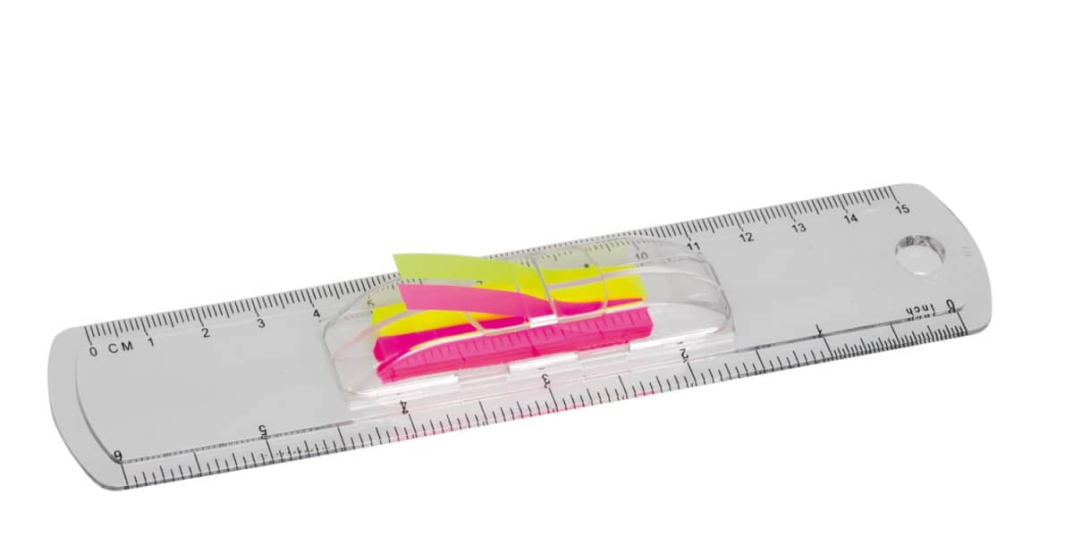 Ruler 15cm cleat with sticky note flags