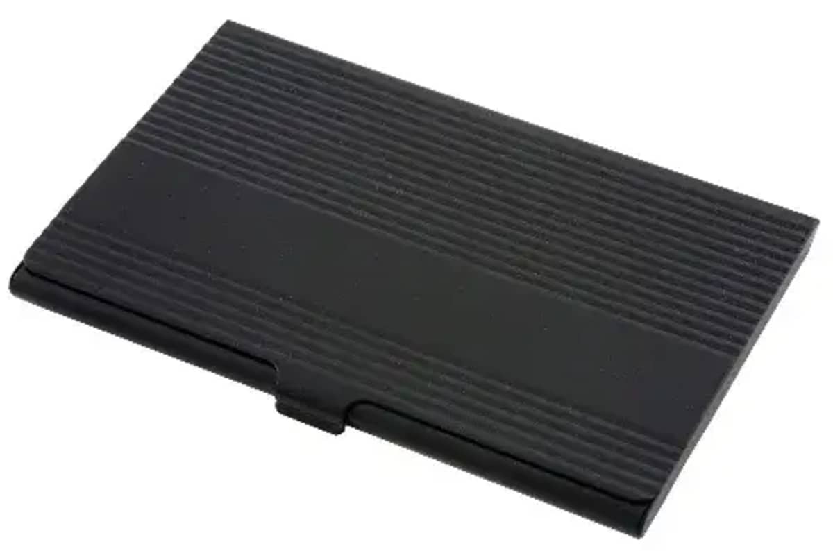 Business card holder metal holds up to 15 cards