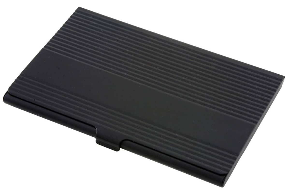 Business card holder metal holds up to 15 cards