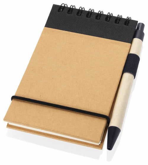 Notebook A6 size made from recycled paper with pen 80 pages