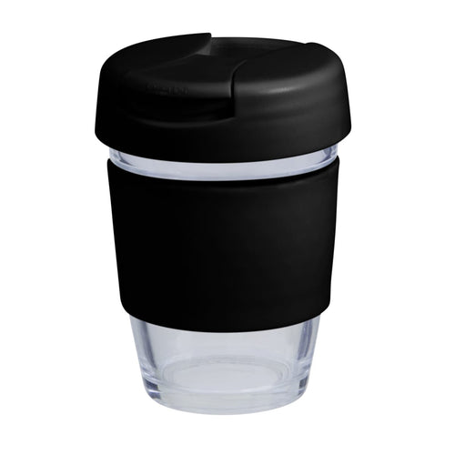 coffee cup / Mug 12oz/340ml Glass Karma Kup Plastic Flip Lid Reusable  Eco Friendly
