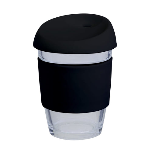 Coffee cup / 12oz/340ml Glass Karma Kup Silicon Lid Reusable Eco Friendly