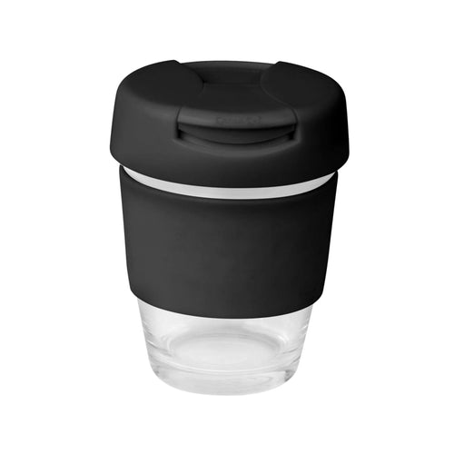 coffee cup / Mug 8oz/235ml Glass Karma Kup with Plastic Flip Lid Reusable Eco Friendly