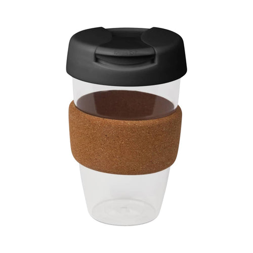 coffee cup / Mug 16oz/535ml Clear Plastic Karma Kup Cork Band Plastic Flip Lid Reusable  Eco Friendly