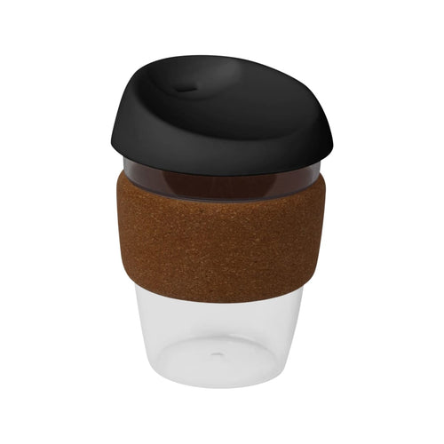 coffee cup / Mug 12oz/340ml Clear Plastic Karma Kup Cork Band Silicon Lid Reusable Eco Friendly