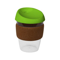 coffee cup / Mug 12oz/340ml Clear Plastic Karma Kup Cork Band Silicon Lid Reusable Eco Friendly