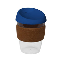 coffee cup / Mug 12oz/340ml Clear Plastic Karma Kup Cork Band Silicon Lid Reusable Eco Friendly