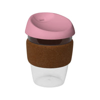 coffee cup / Mug 12oz/340ml Clear Plastic Karma Kup Cork Band Silicon Lid Reusable Eco Friendly
