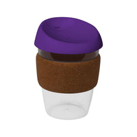 coffee cup / Mug 12oz/340ml Clear Plastic Karma Kup Cork Band Silicon Lid Reusable Eco Friendly