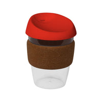 coffee cup / Mug 12oz/340ml Clear Plastic Karma Kup Cork Band Silicon Lid Reusable Eco Friendly