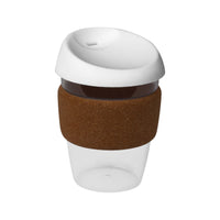 coffee cup / Mug 12oz/340ml Clear Plastic Karma Kup Cork Band Silicon Lid Reusable Eco Friendly