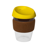 coffee cup / Mug 12oz/340ml Clear Plastic Karma Kup Cork Band Silicon Lid Reusable Eco Friendly