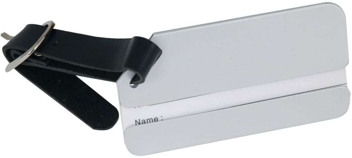luggage tag aluminium with leather strap