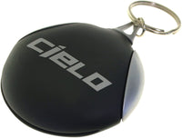 keyring with pouch and microfibre optical cleaning cloth inside