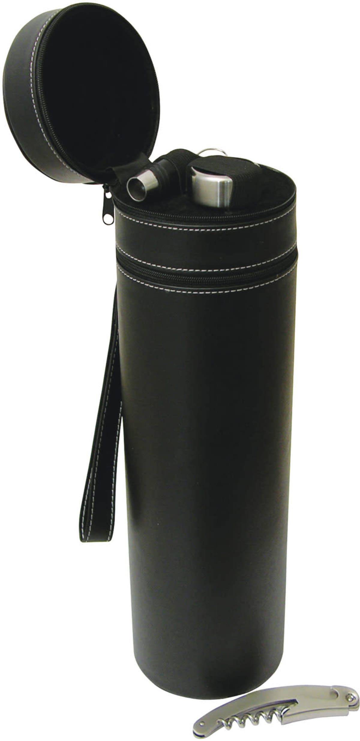wine bottle carrier single bottle with foam insulation inside Exterior is koeskin