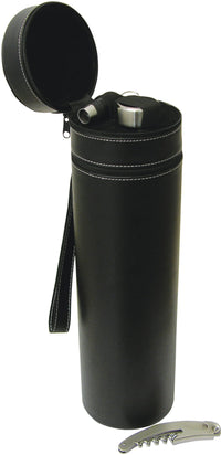wine bottle carrier single bottle with foam insulation inside Exterior is koeskin